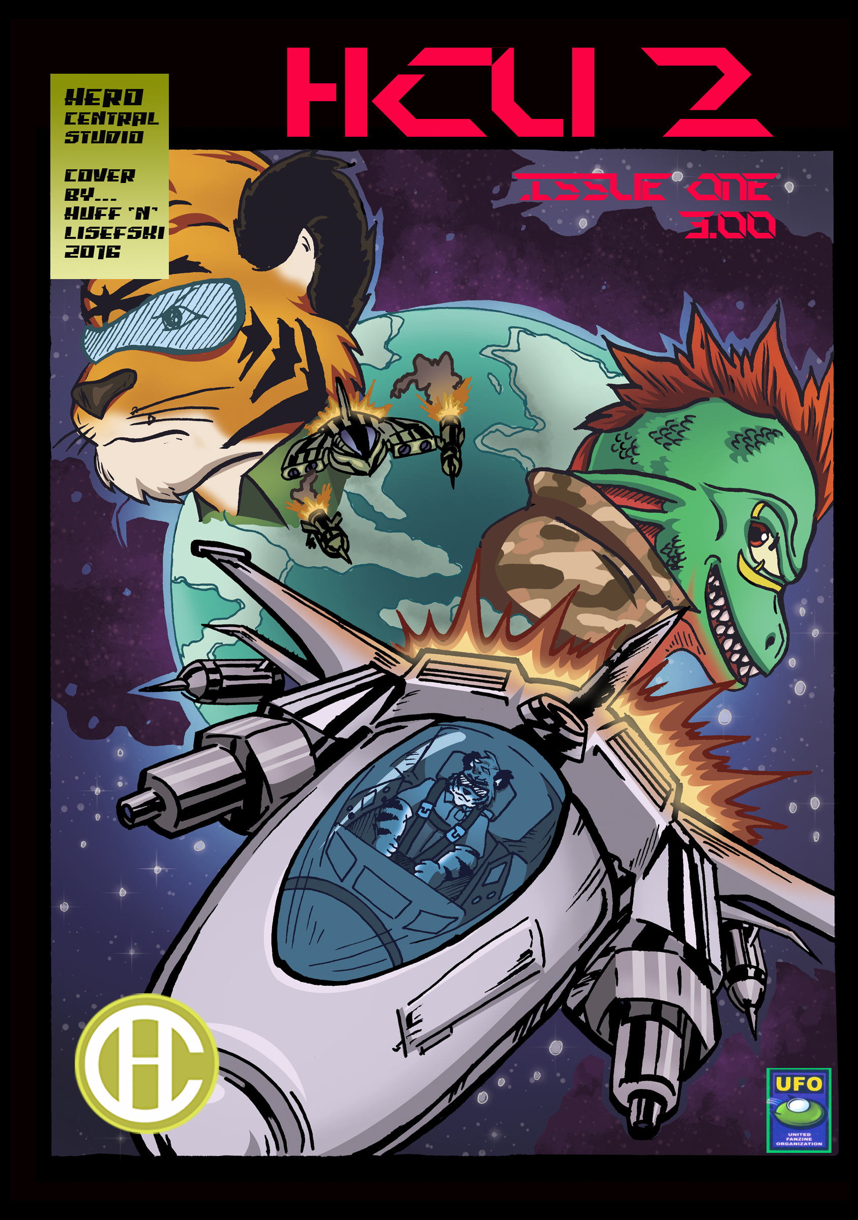 We get to experience the Aesir's artificial world which is the Galactic Defense Resource as they constantly scan nearby galaxies to keep the peace which is indeed a very difficult task. The Aesir send a transport sphere to help planet Zoa's newest defender, Captain Teg Furro. Special cover by Marques Huff, colors by Steve Lisefski. Available at $3.00 for hard copy, $0.99 for digital copy. Co-published by UFO.
